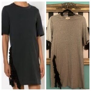 Phillip Lim crochet wool ruffle trim cotton T-shirt dress grey